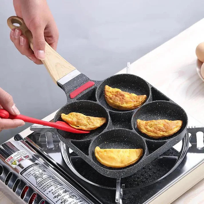 4-in-1 Nonstick Frying Pan with Wooden Handle