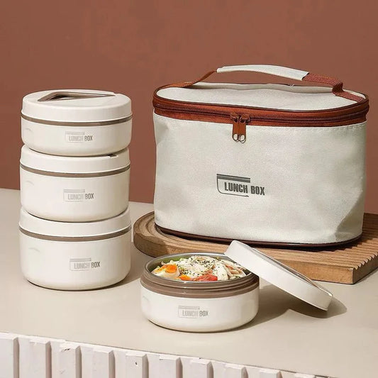 Kit of 4 Lunch Boxes with Round Thermal Bag - Your Lunch Always Fresh and Ready